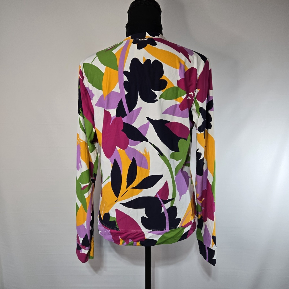 Anne Cole Colorful Floral Long Sleeve Zip Front Rash Guard Swim Top NWT Large - Picture 3 of 11
